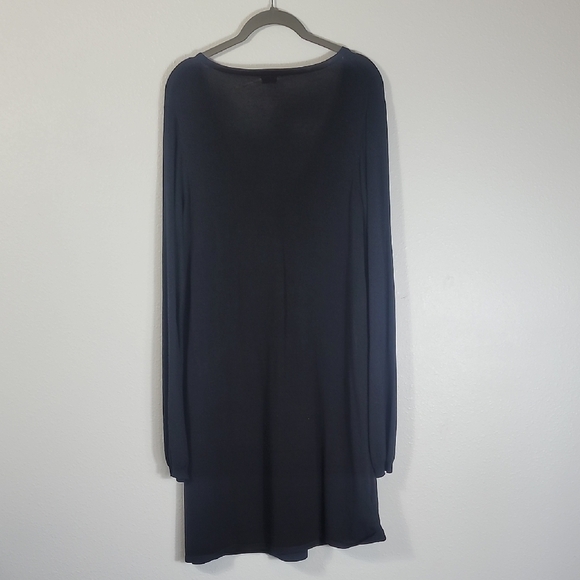 Leon Max Knit Sweater Dress Size L Black Silk Long Sleeve Ruffle Money Modest - Picture 12 of 16
